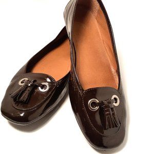 ALEX MARIEA Patent leather chocolate brown ballet slipper flat Sz 7